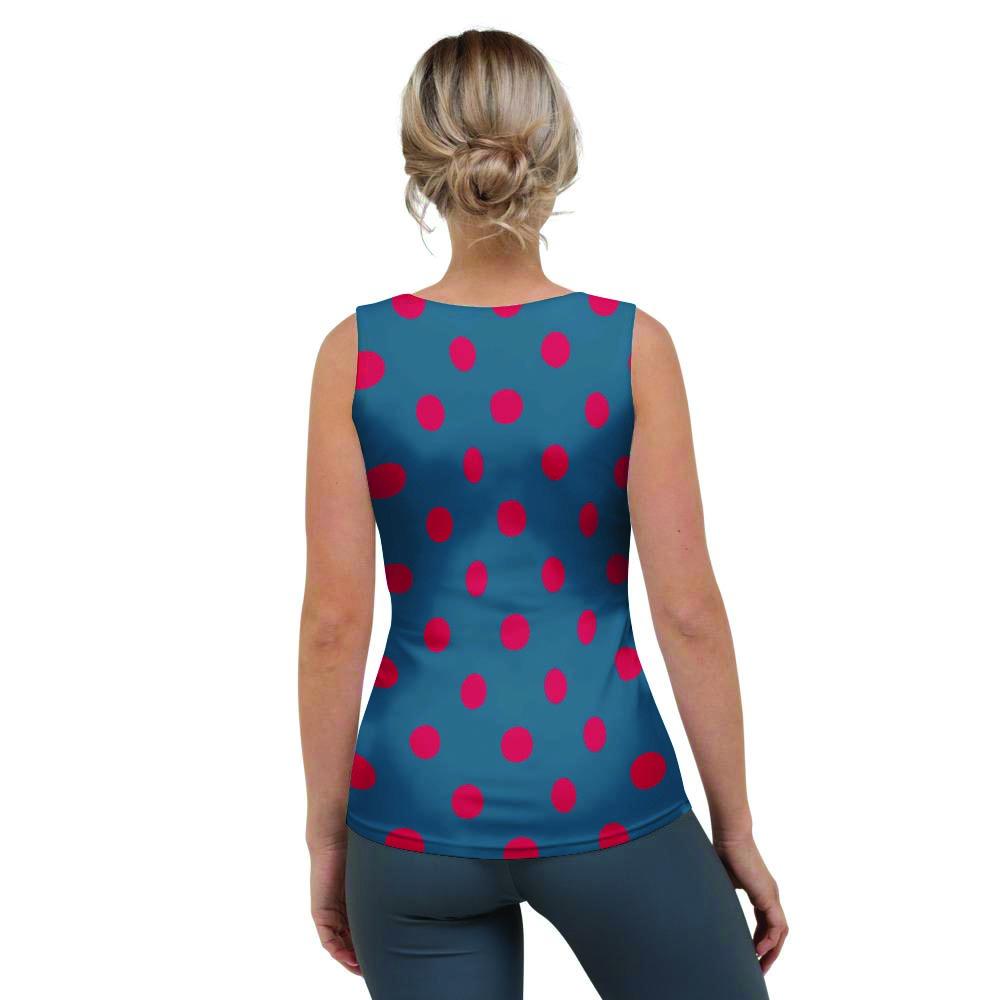 Navy Polka Dot Women's Tank Top-grizzshop