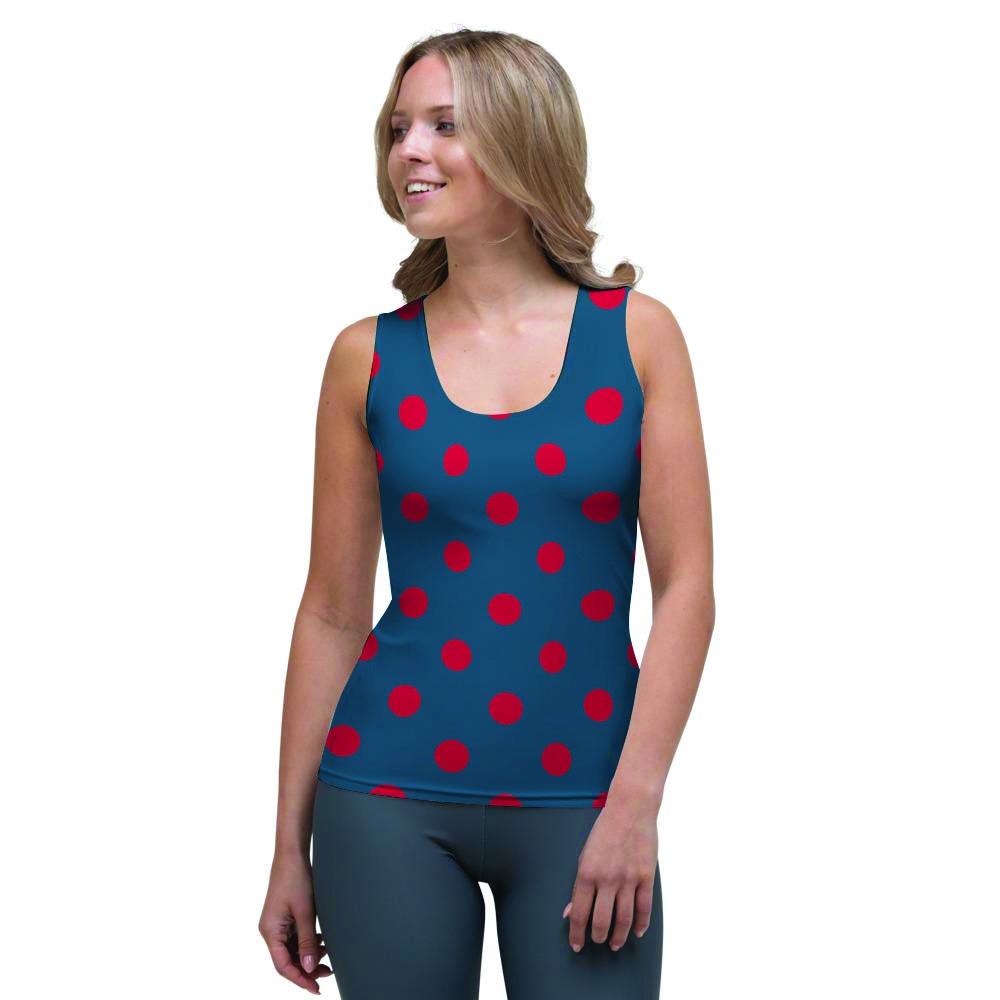 Navy Polka Dot Women's Tank Top-grizzshop