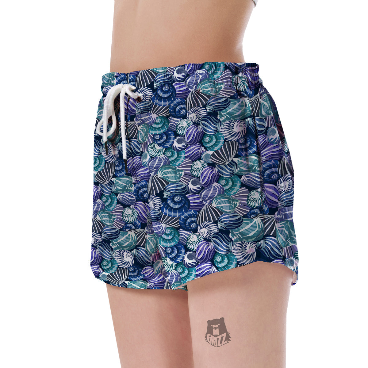 Navy Snail Pattern Print Women's Shorts-grizzshop