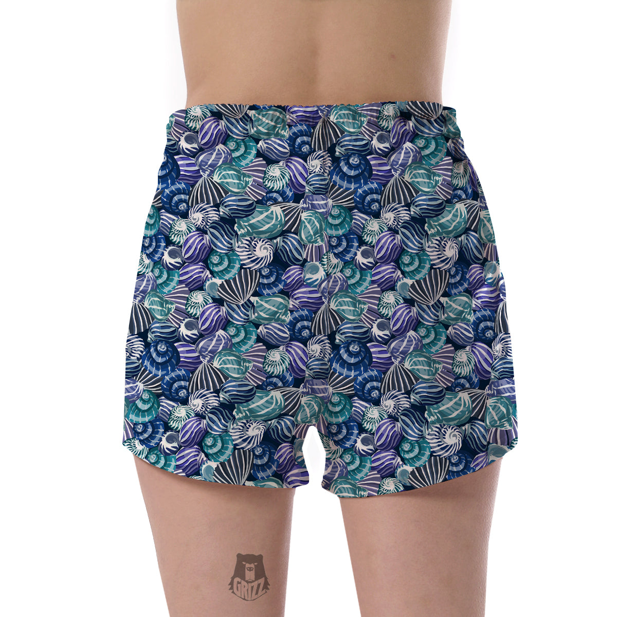 Navy Snail Pattern Print Women's Shorts-grizzshop