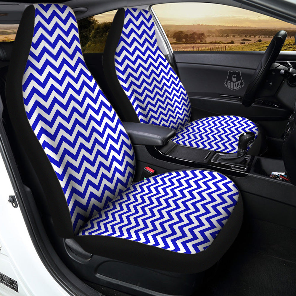 Navy Zigzag Print Pattern Car Seat Covers-grizzshop