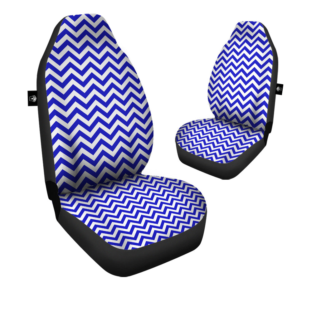 Navy Zigzag Print Pattern Car Seat Covers-grizzshop
