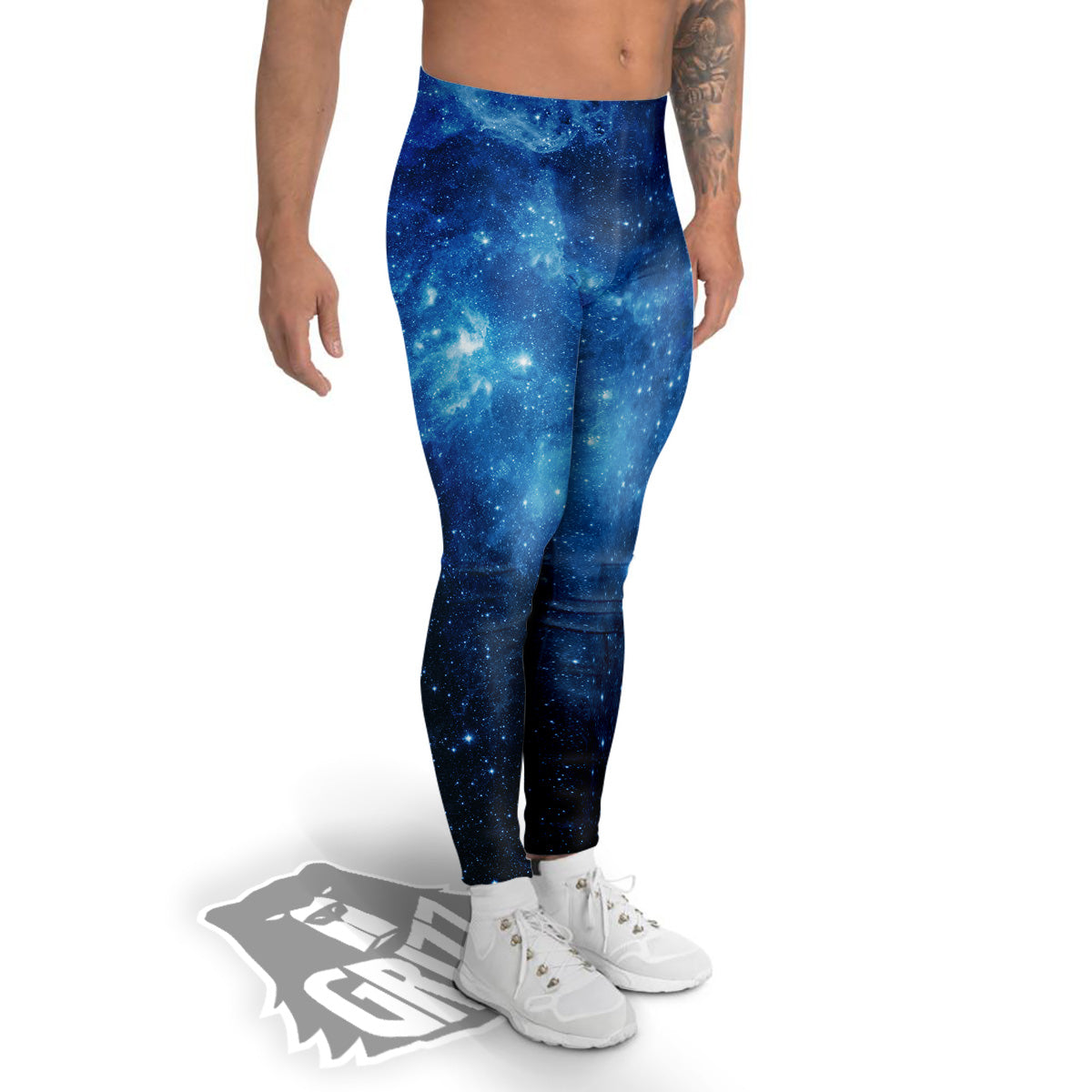 Nebula Galaxy Space Blue Light Print Men's Leggings-grizzshop
