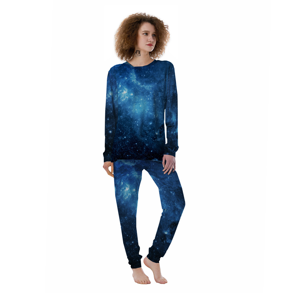 Nebula Galaxy Space Blue Light Print Women's Pajamas-grizzshop