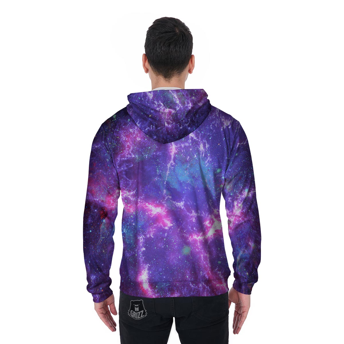 Nebula Galaxy Space Men's Zip Up Hoodie-grizzshop