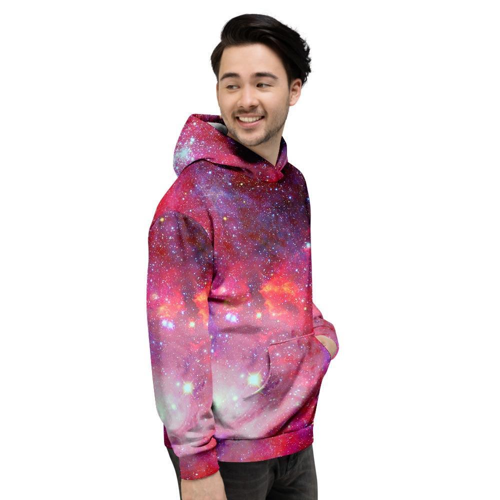 Nebula Red Galaxy Space Men's Hoodie-grizzshop