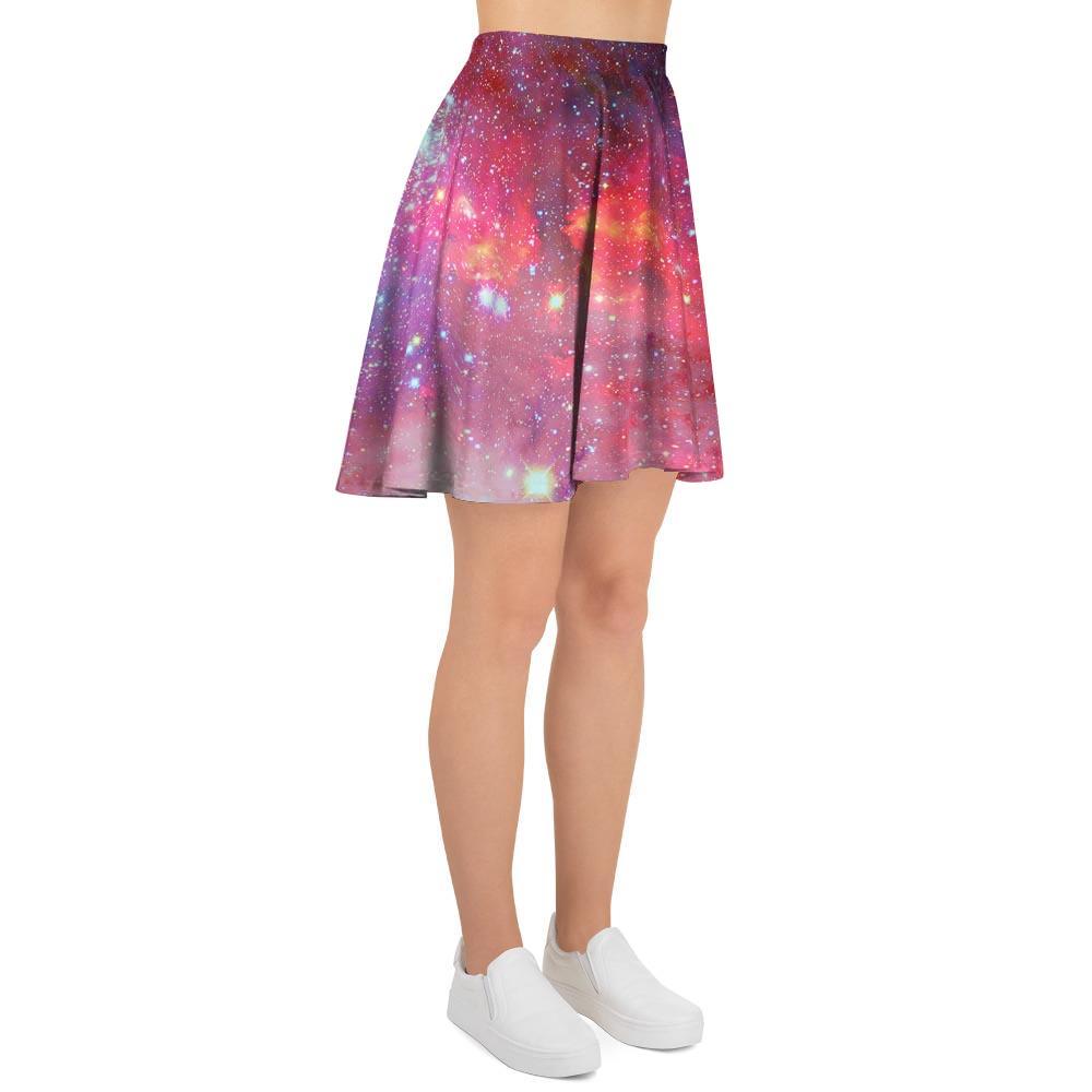 Nebula Red Galaxy Space Women's Skirt-grizzshop