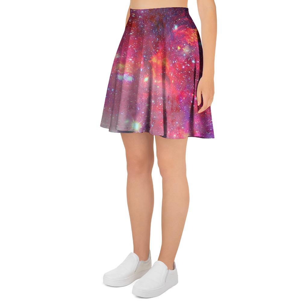 Nebula Red Galaxy Space Women's Skirt-grizzshop