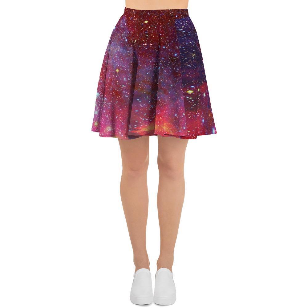 Nebula Red Galaxy Space Women's Skirt-grizzshop