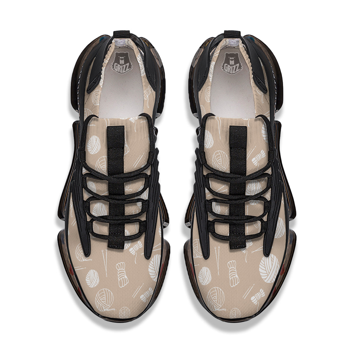 Needle And Yarn Print Pattern Black Gym Shoes-grizzshop