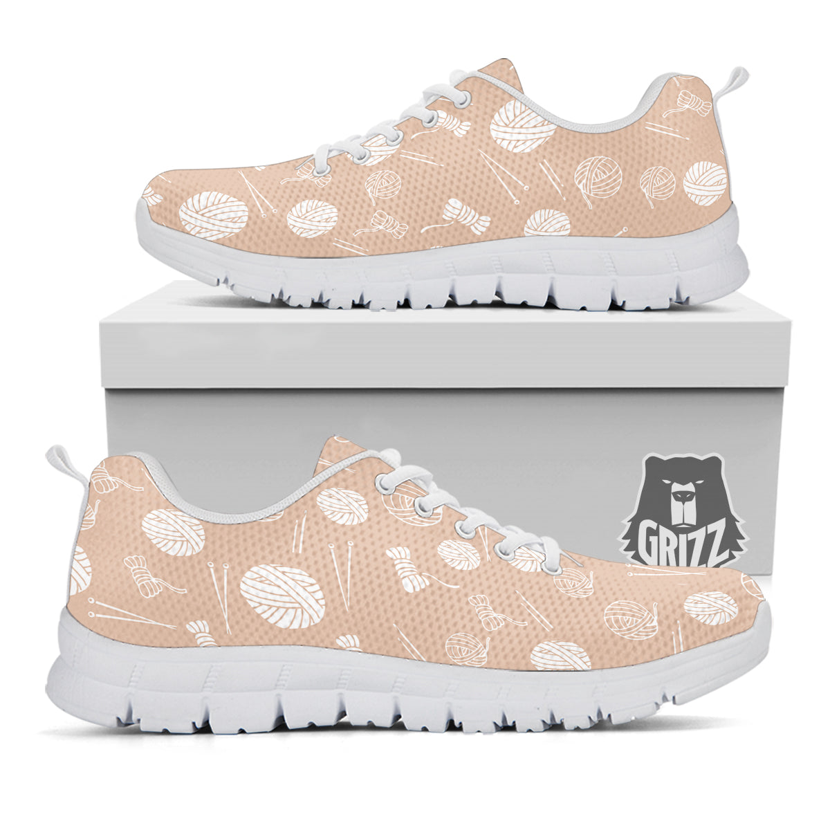 Needle And Yarn Print Pattern White Sneaker-grizzshop