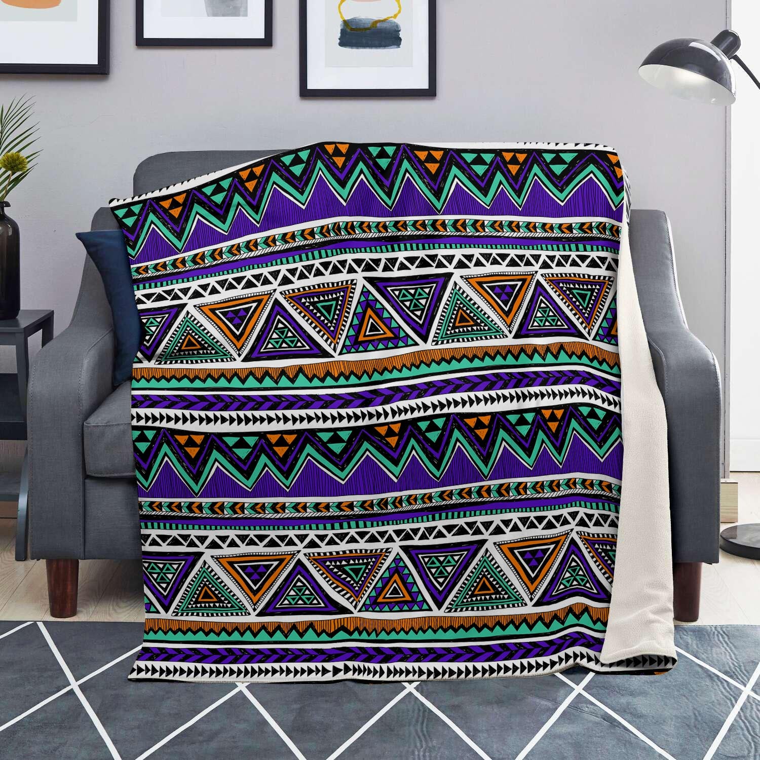 Neon Color Indian Aztec Doodle Blanket-grizzshop