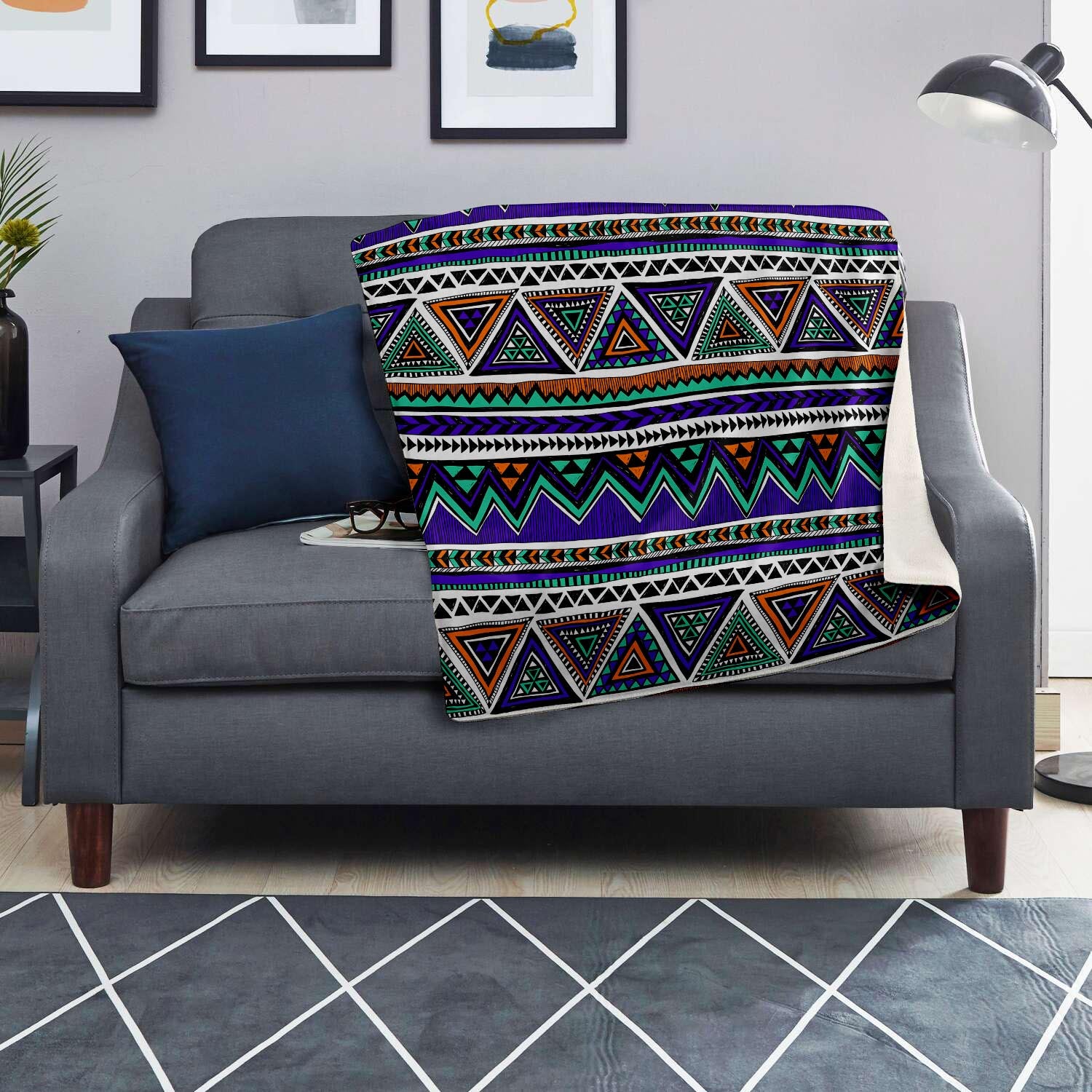 Neon Color Indian Aztec Doodle Blanket-grizzshop