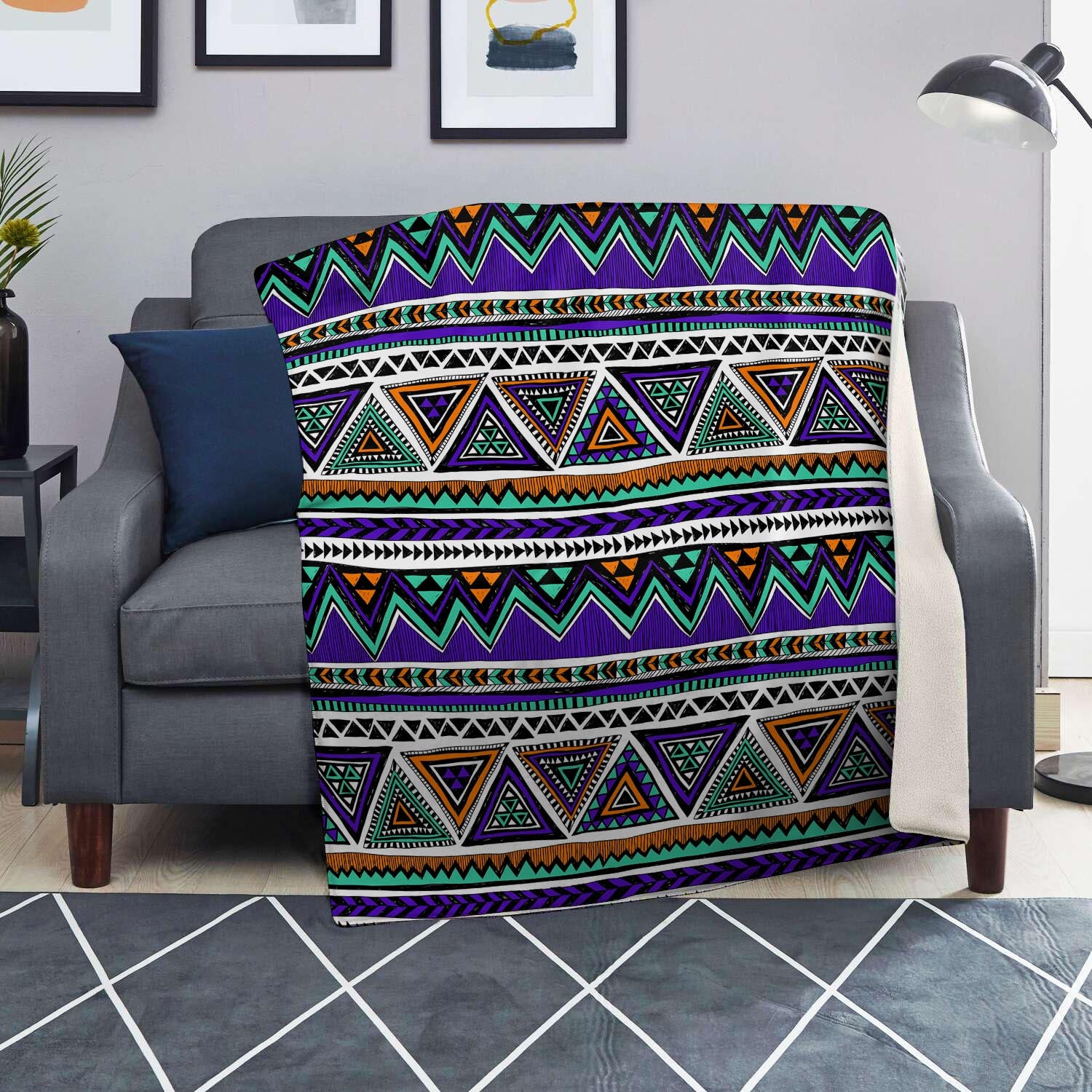 Neon Color Indian Aztec Doodle Blanket-grizzshop