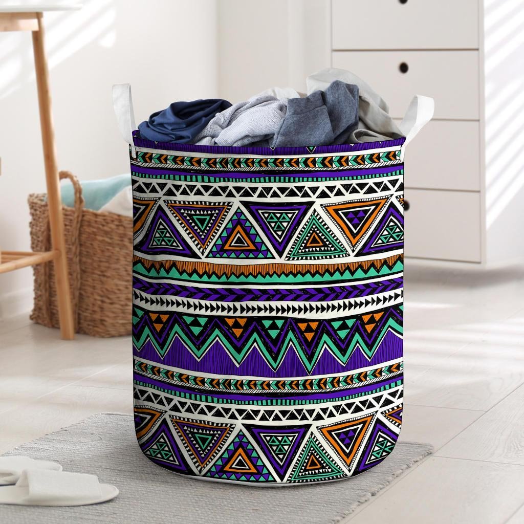 Neon Color Indian Aztec Doodle Laundry Basket-grizzshop