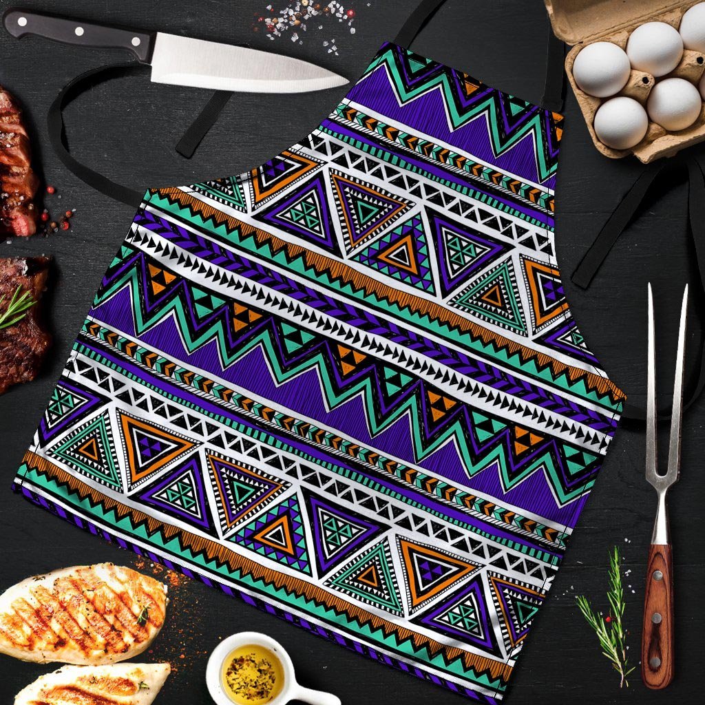 Neon Color Indian Aztec Doodle Men's Apron-grizzshop