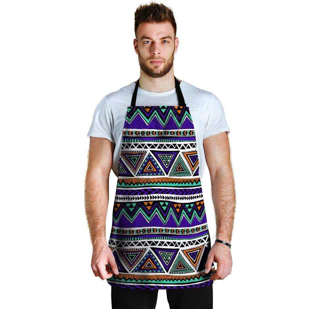Neon Color Indian Aztec Doodle Men's Apron-grizzshop