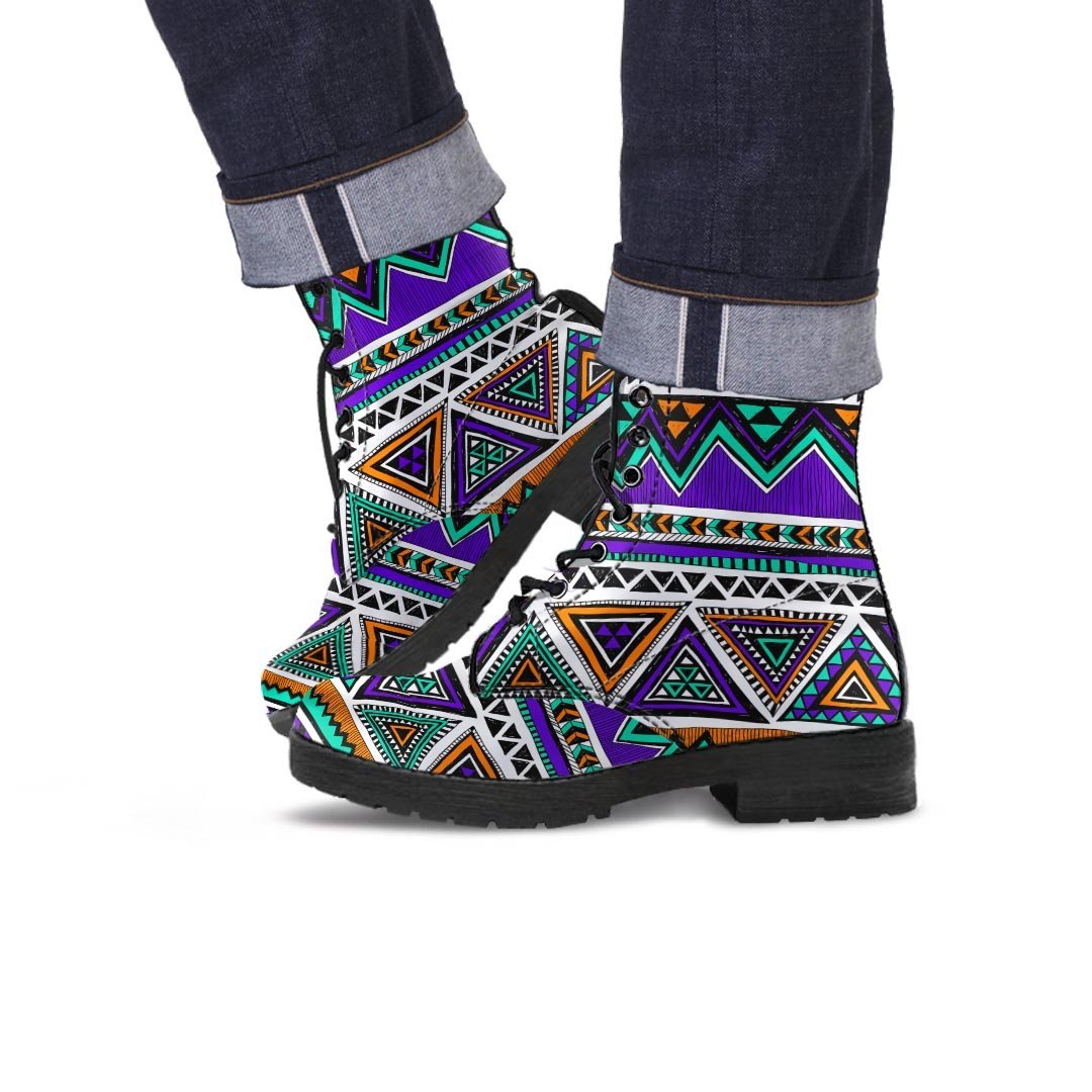Neon Color Indian Aztec Doodle Men's Boots-grizzshop