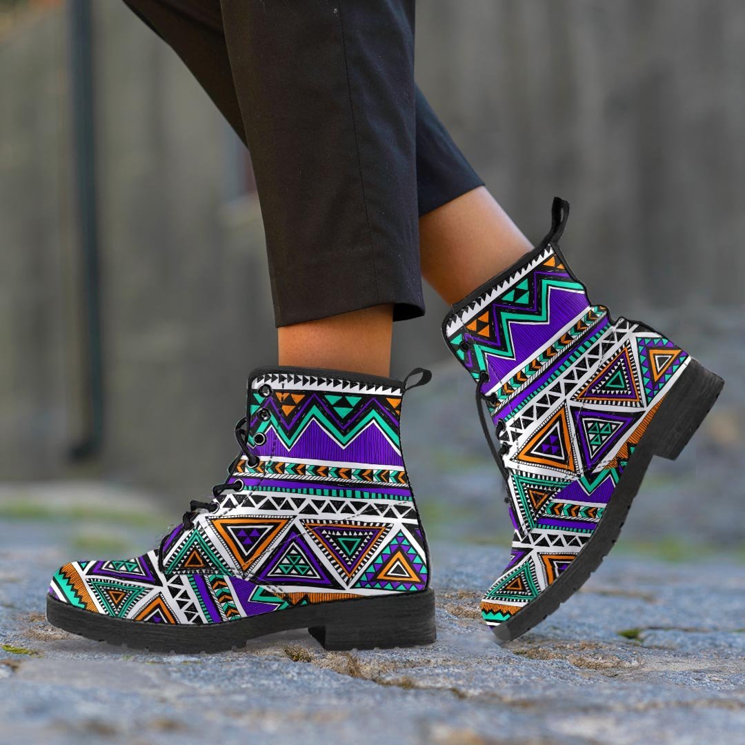 Neon Color Indian Aztec Doodle Men's Boots-grizzshop