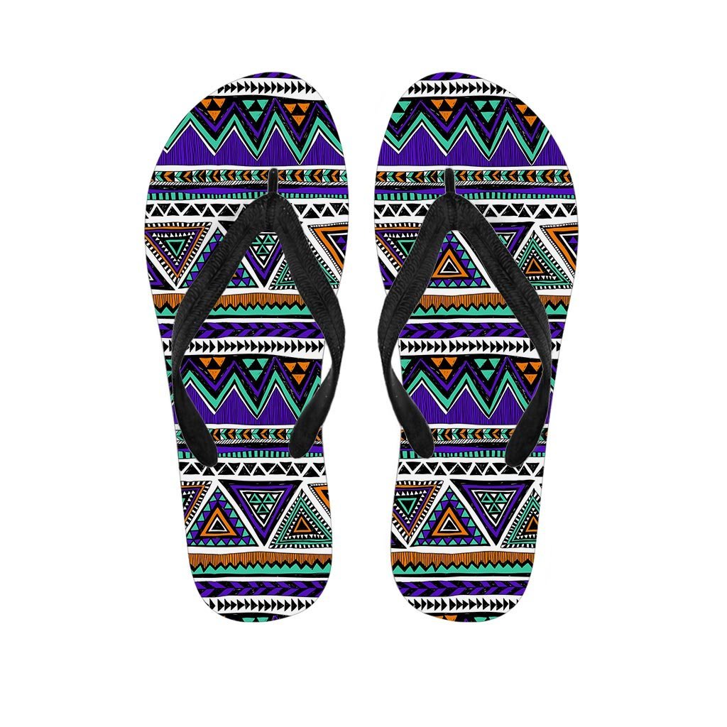 Neon Color Indian Aztec Doodle Women's Flip Flops-grizzshop