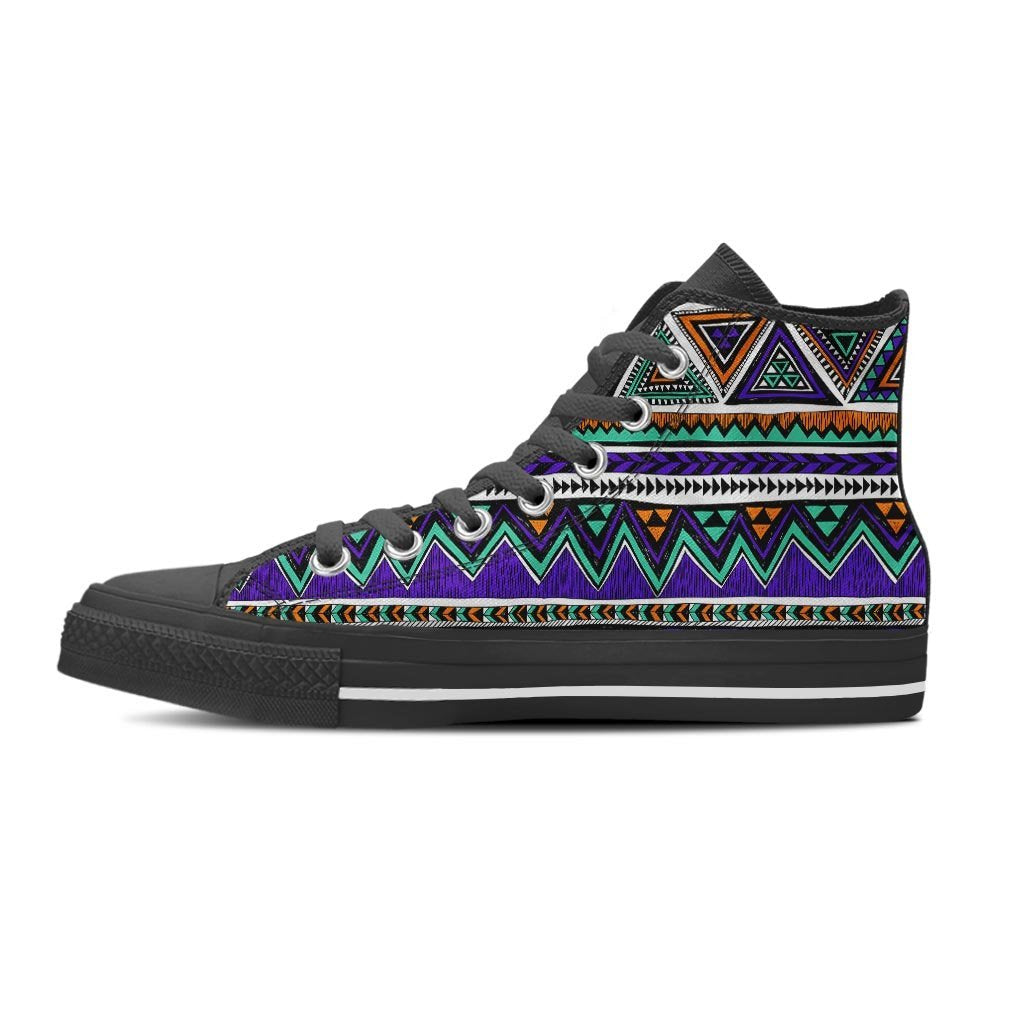 Neon Color Indian Aztec Doodle Women's High Top Shoes-grizzshop
