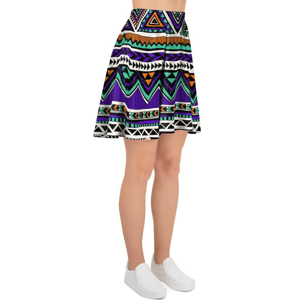 Neon Color Indian Aztec Doodle Women's Skirt-grizzshop