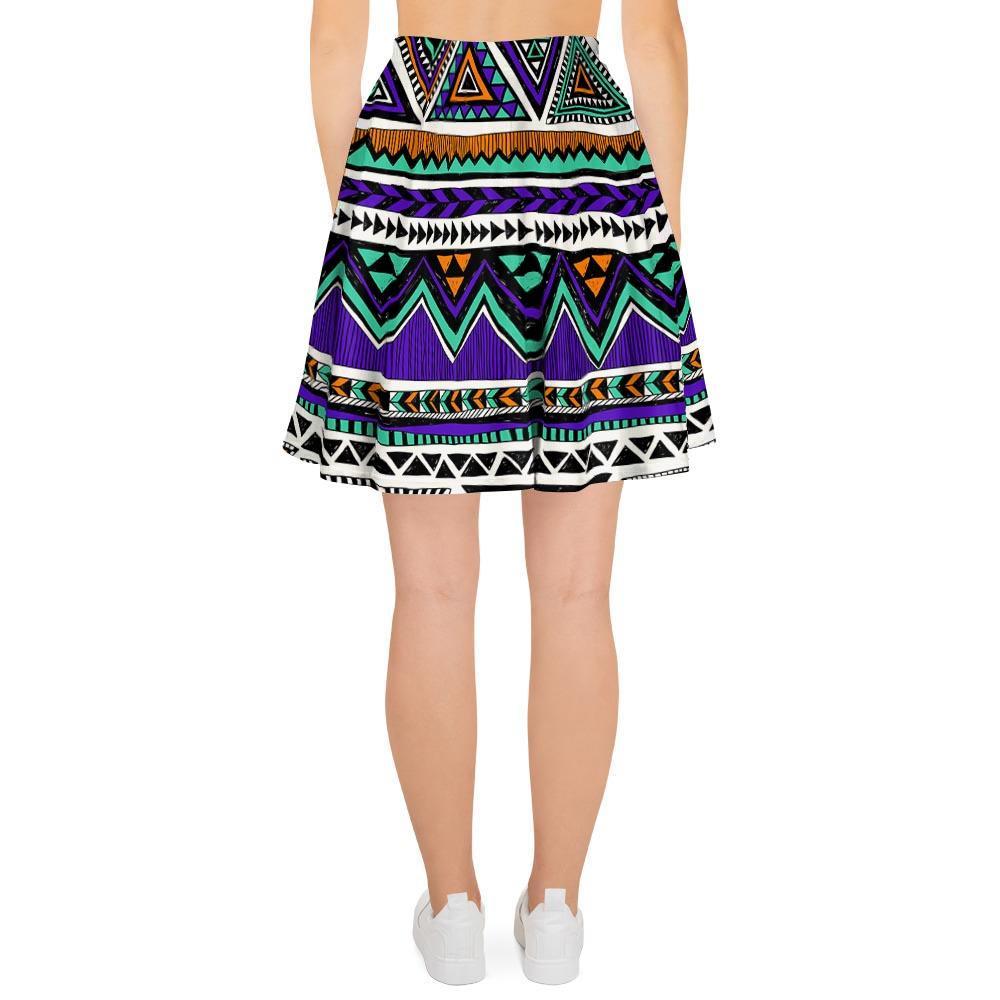 Neon Color Indian Aztec Doodle Women's Skirt-grizzshop