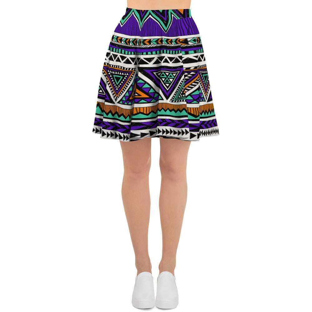 Neon Color Indian Aztec Doodle Women's Skirt-grizzshop