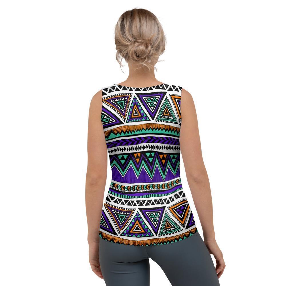 Neon Color Indian Aztec Doodle Women's Tank Top-grizzshop