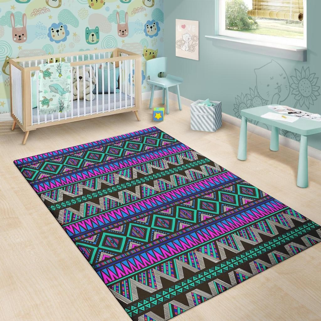 Neon Color Indian Aztec Trippy Floor Mat-grizzshop