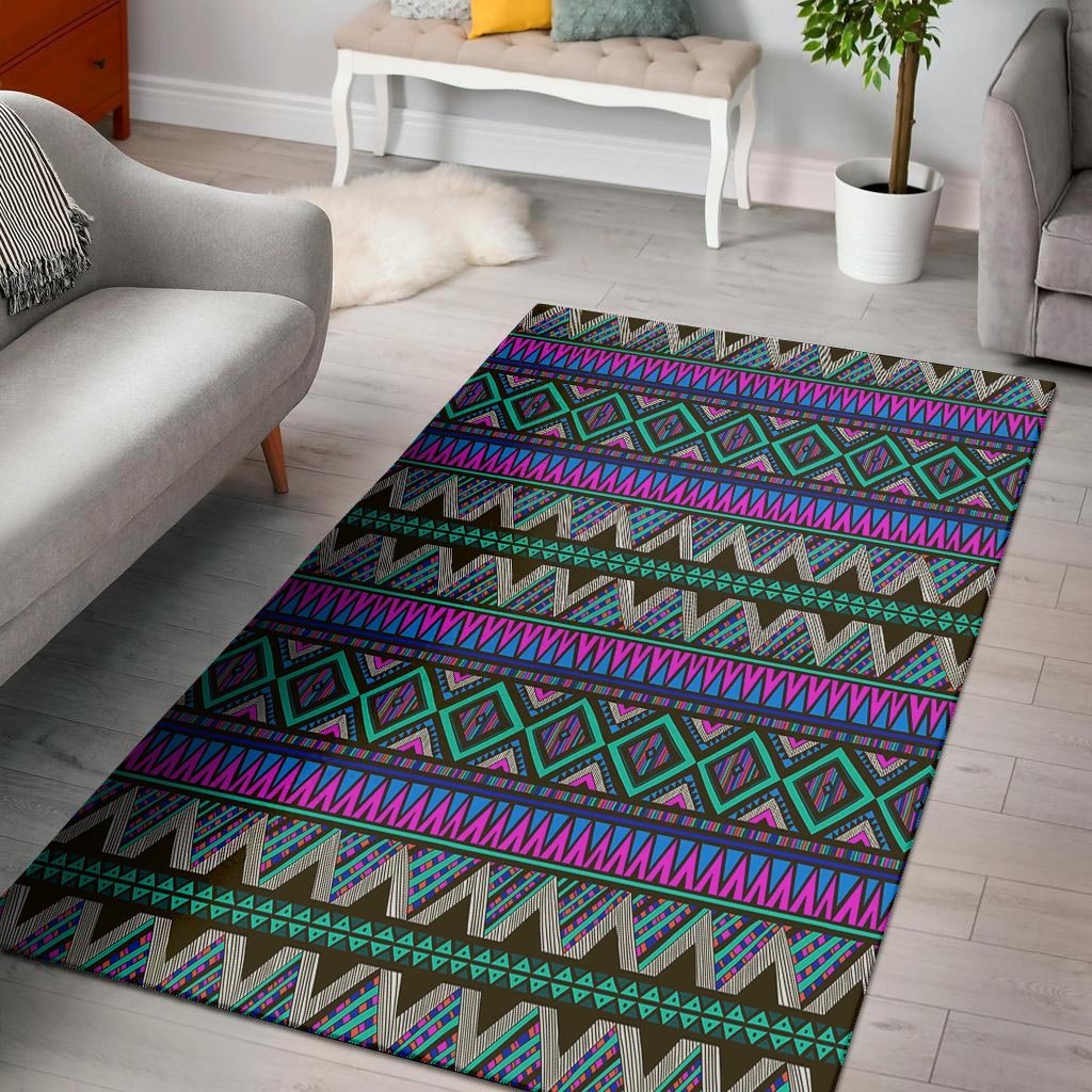 Neon Color Indian Aztec Trippy Floor Mat-grizzshop