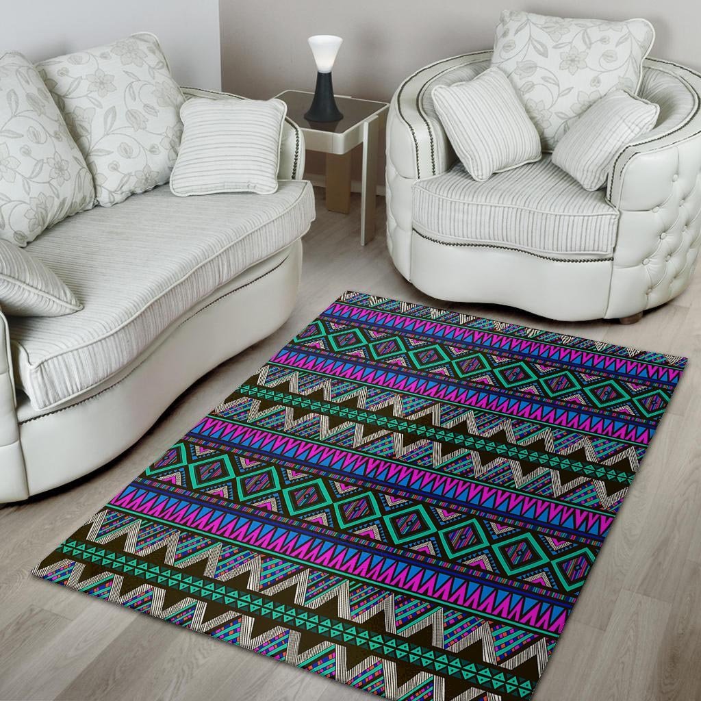 Neon Color Indian Aztec Trippy Floor Mat-grizzshop