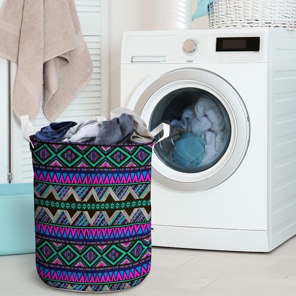 Neon Color Indian Aztec Trippy Laundry Basket-grizzshop