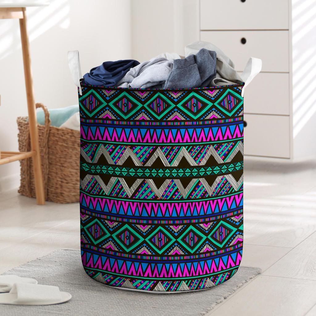 Neon Color Indian Aztec Trippy Laundry Basket-grizzshop