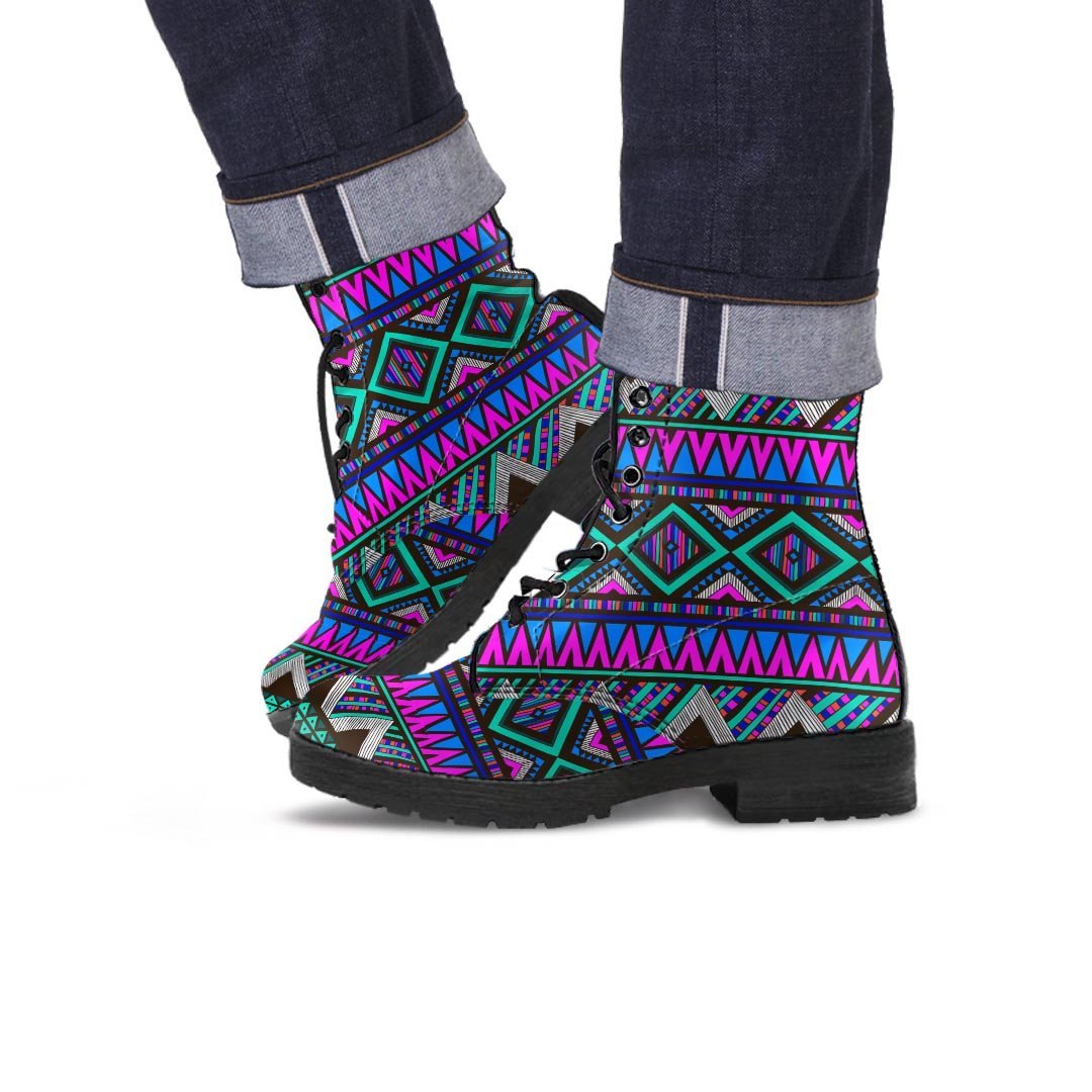 Neon Color Indian Aztec Trippy Men's Boots-grizzshop
