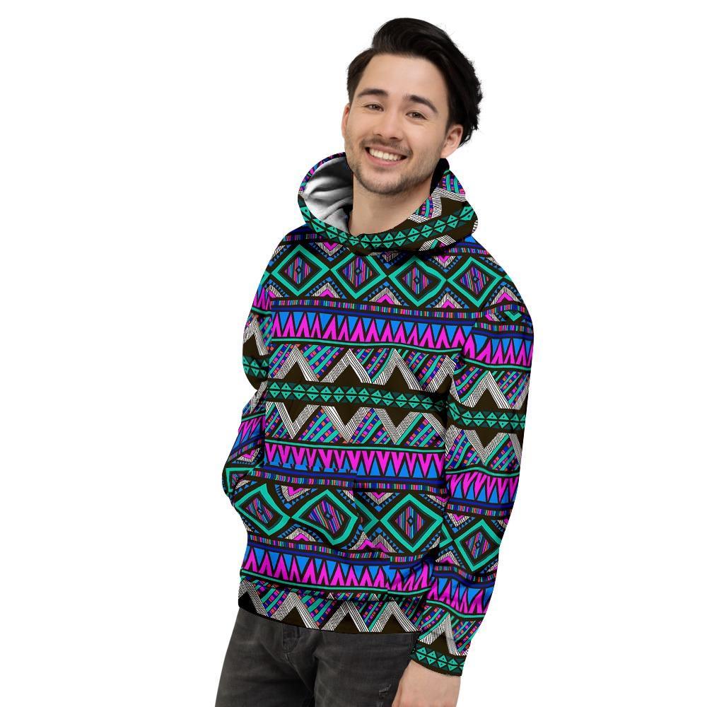 Neon Color Indian Aztec Trippy Men's Hoodie-grizzshop