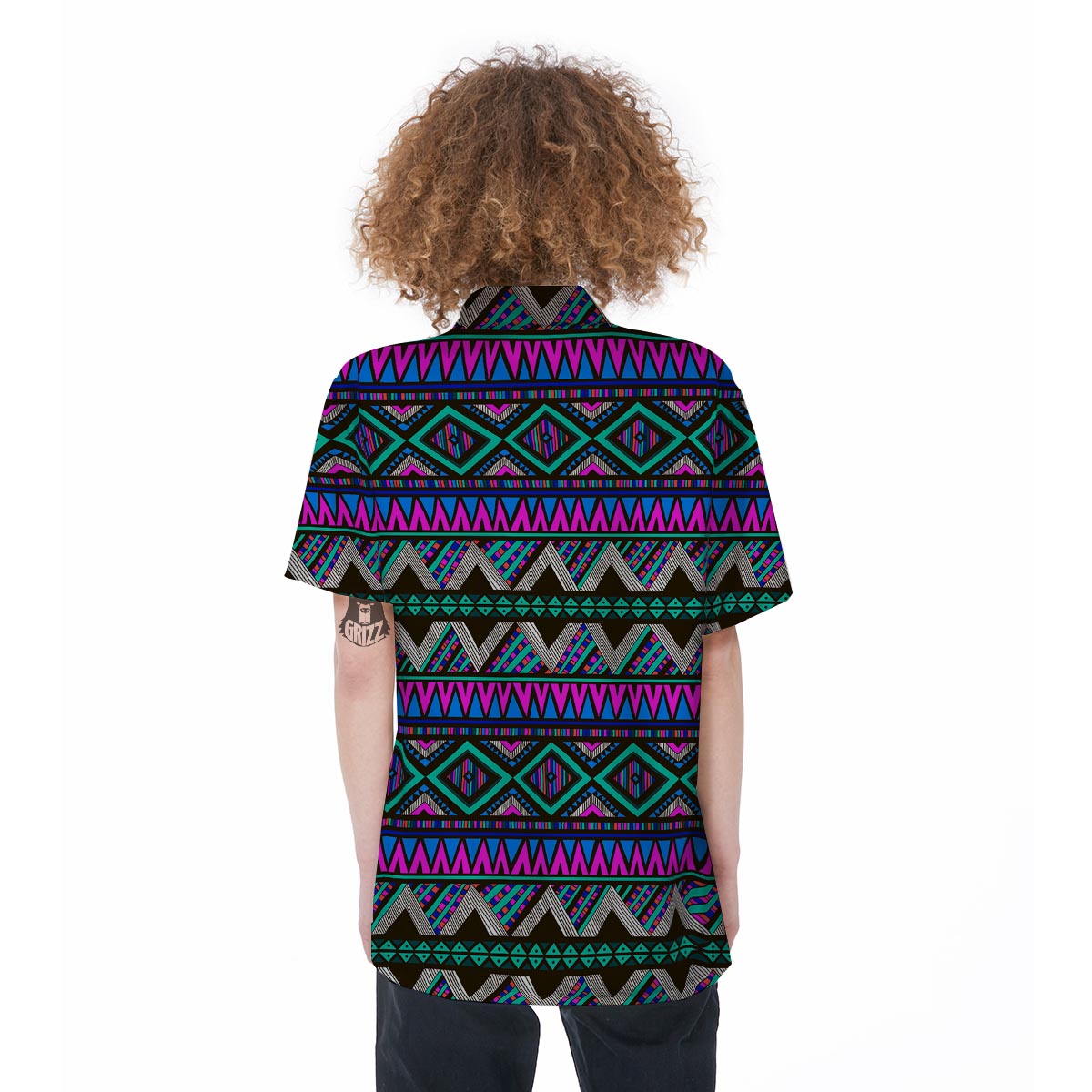 Neon Color Indian Aztec Trippy Women's Short Sleeve Shirts-grizzshop
