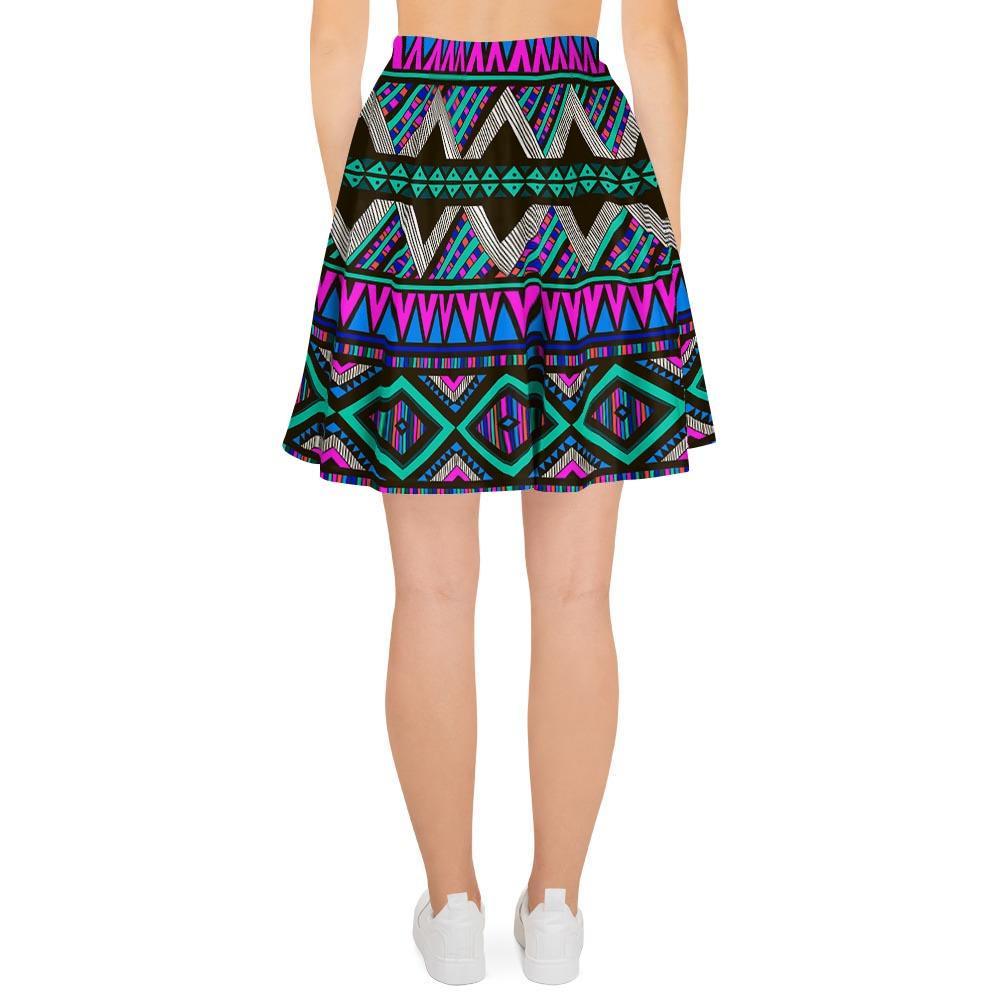 Neon Color Indian Aztec Trippy Women's Skirt-grizzshop
