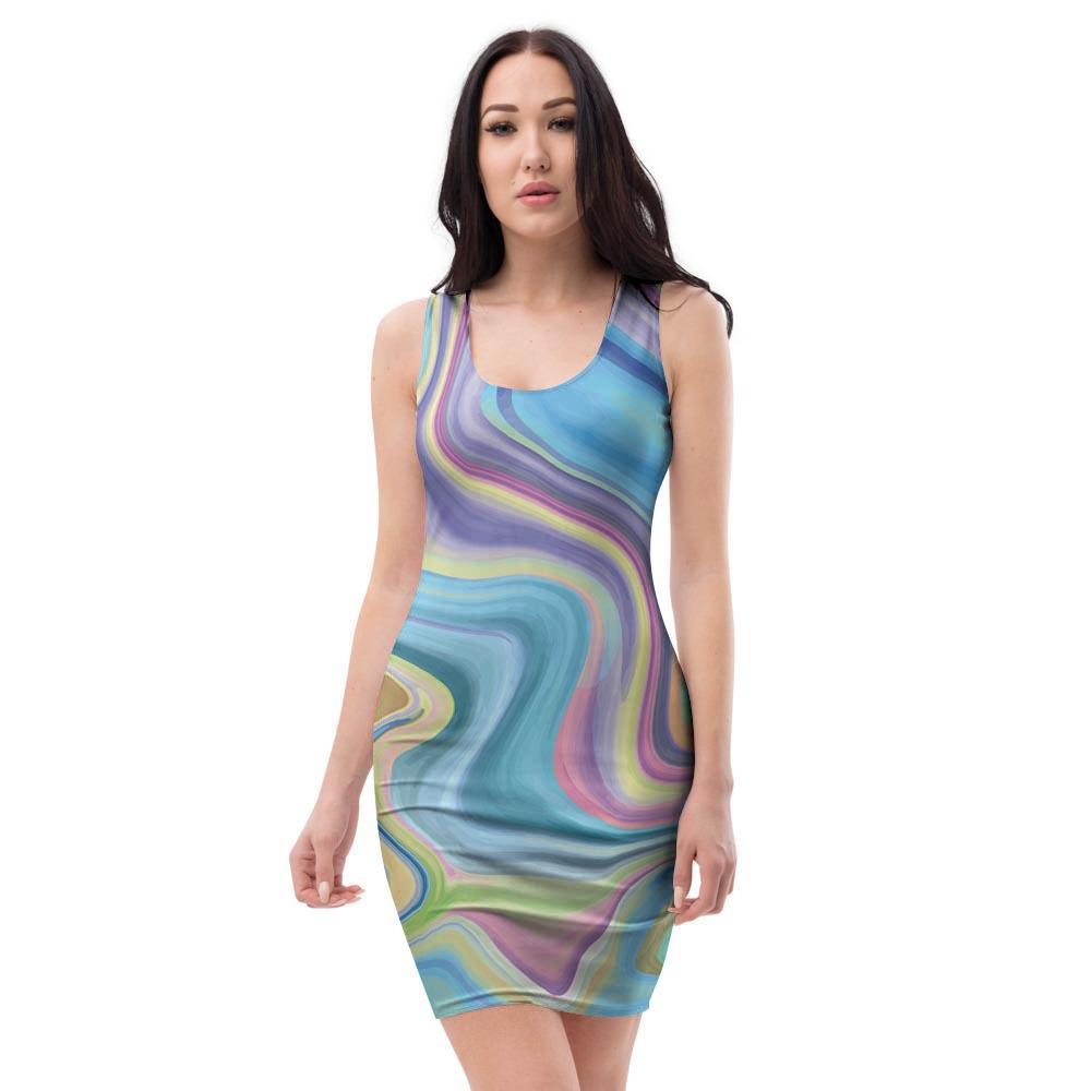 Neon Color Marble Bodycon Dress-grizzshop