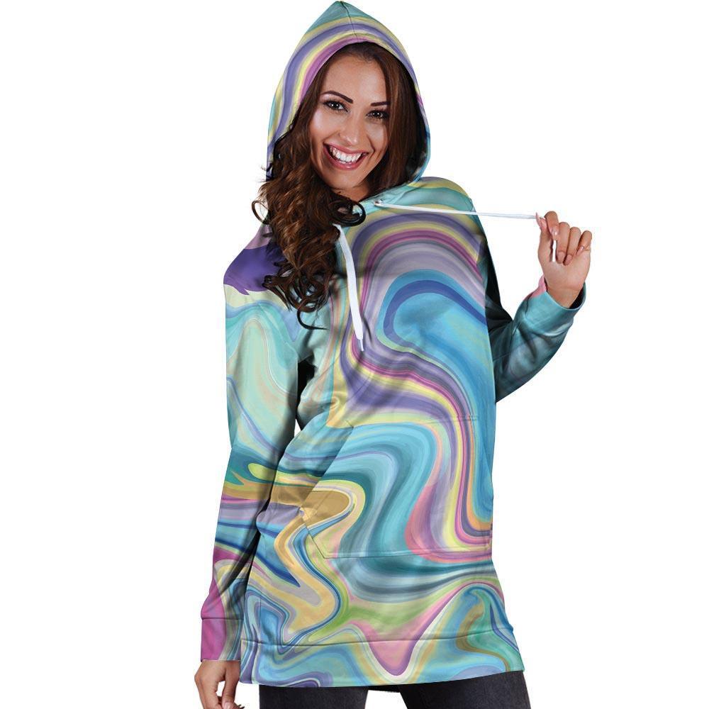 Neon Color Marble Hoodie Dress-grizzshop