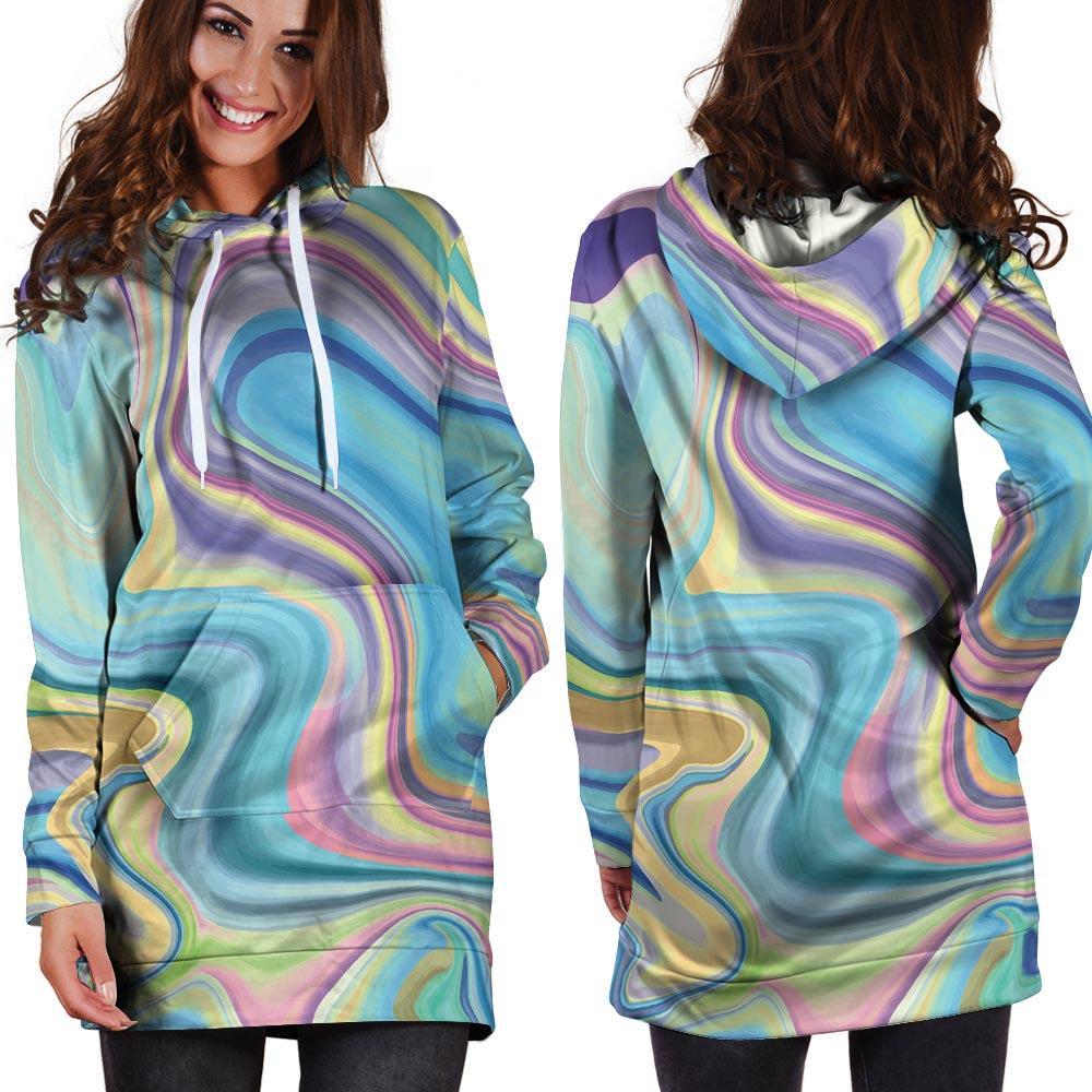 Neon Color Marble Hoodie Dress-grizzshop