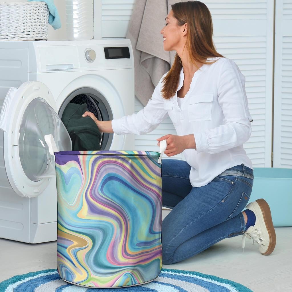 Neon Color Marble Laundry Basket-grizzshop