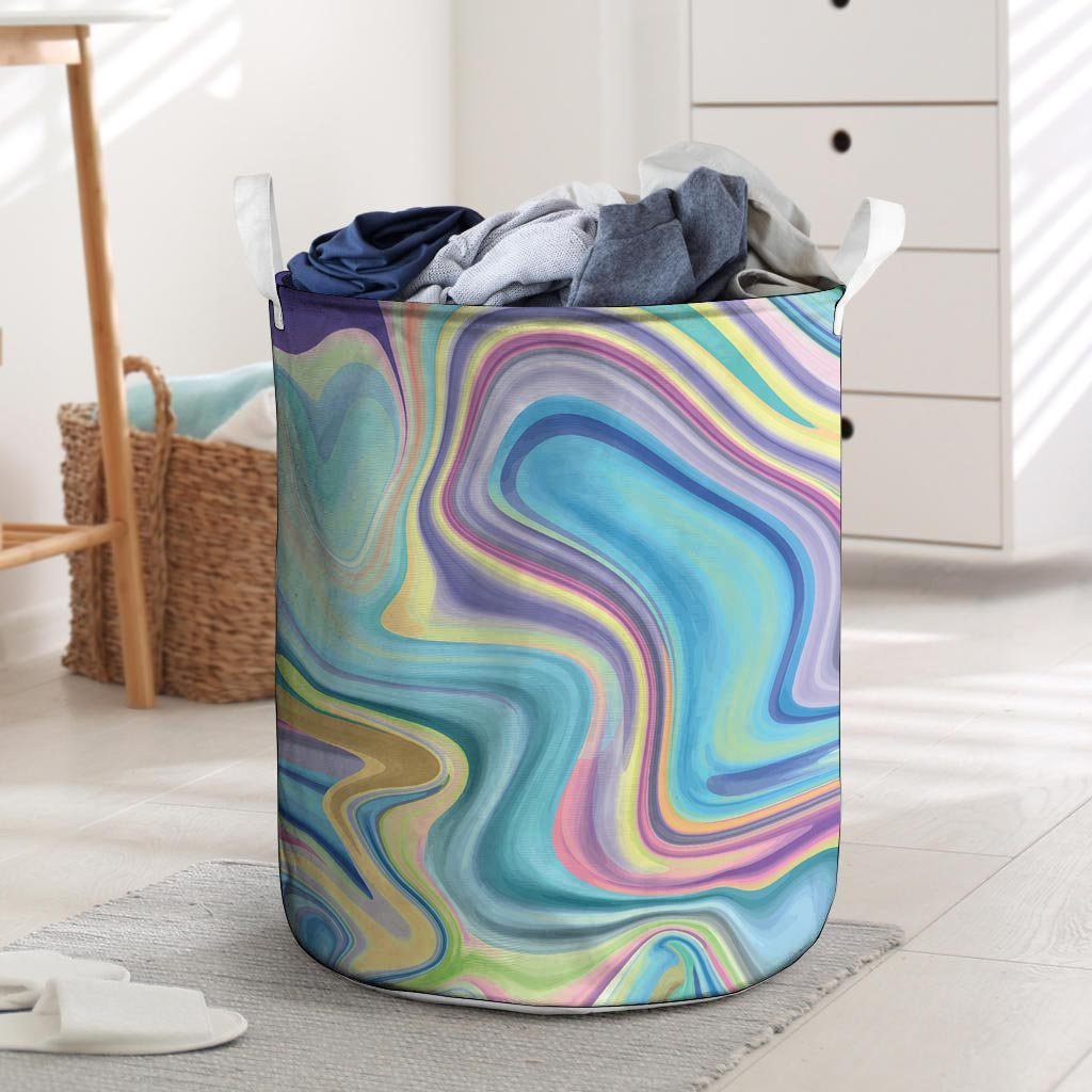 Neon Color Marble Laundry Basket-grizzshop