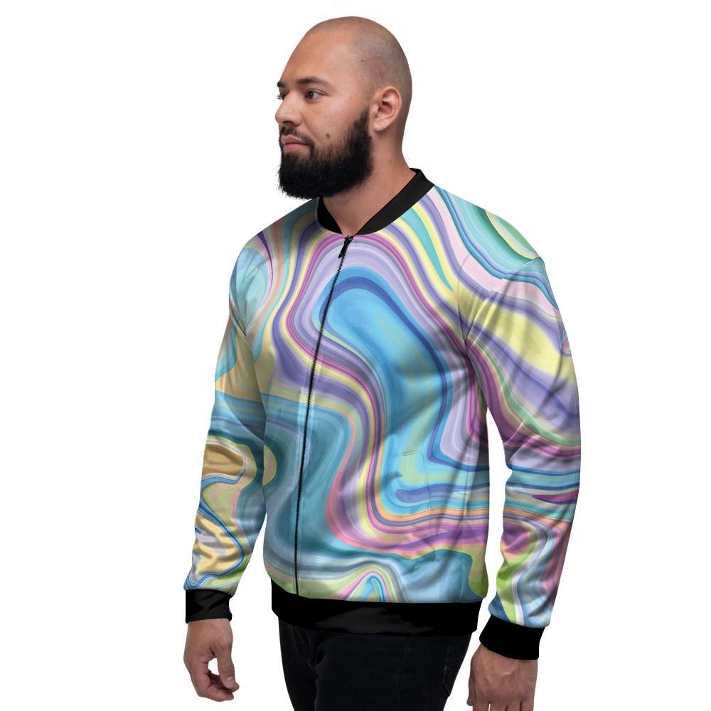 Neon Color Marble Men's Bomber Jacket-grizzshop