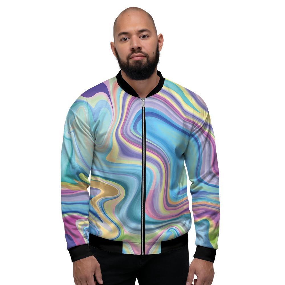Neon Color Marble Men's Bomber Jacket-grizzshop