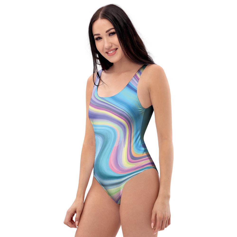Neon Color Marble One Piece Swimsuite-grizzshop