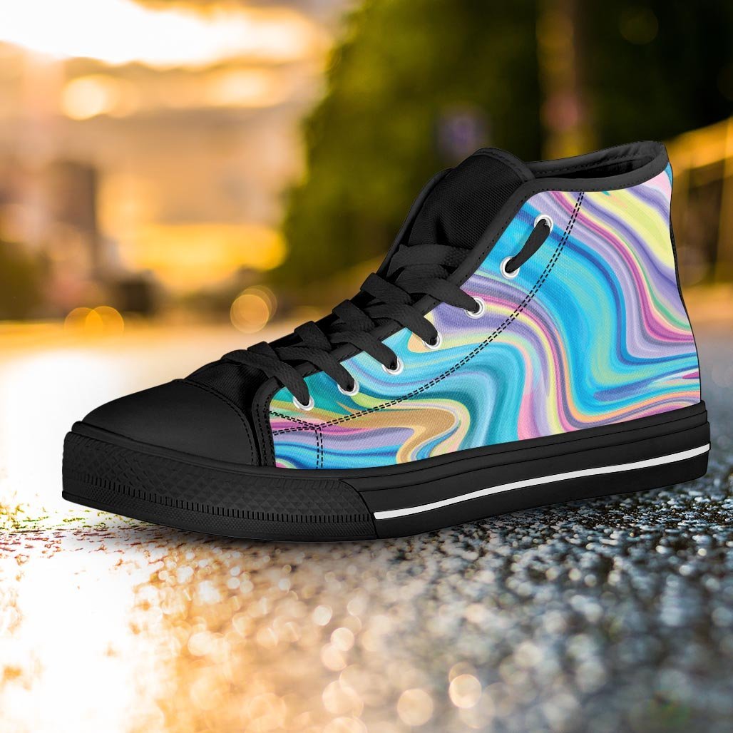 Neon Color Marble Women's High Top Shoes-grizzshop