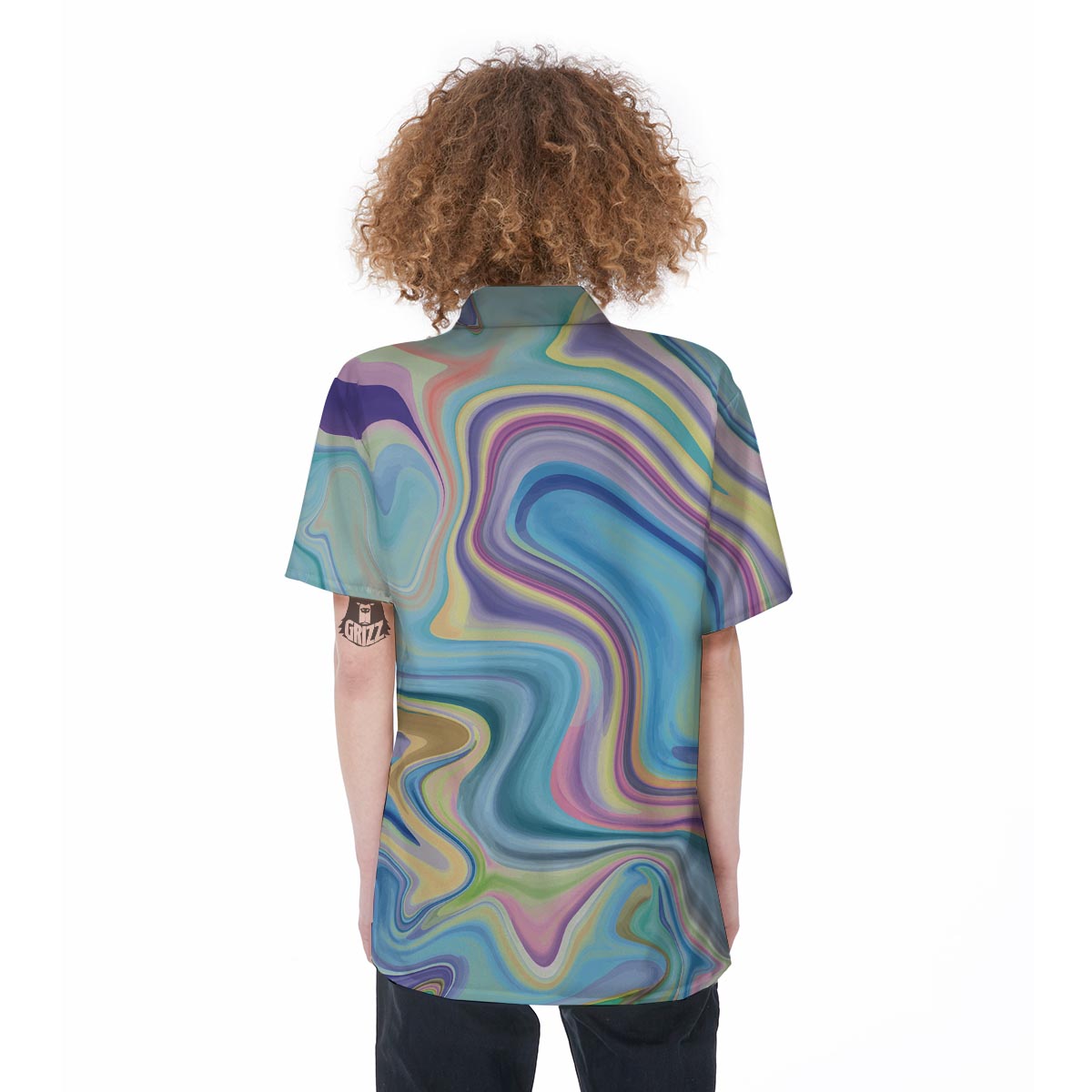 Neon Color Marble Women's Short Sleeve Shirts-grizzshop