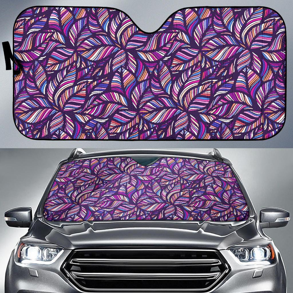 Neon Floral Tropical Hawaiian Palm Leaves Pattern Print Car Sun Shade-grizzshop