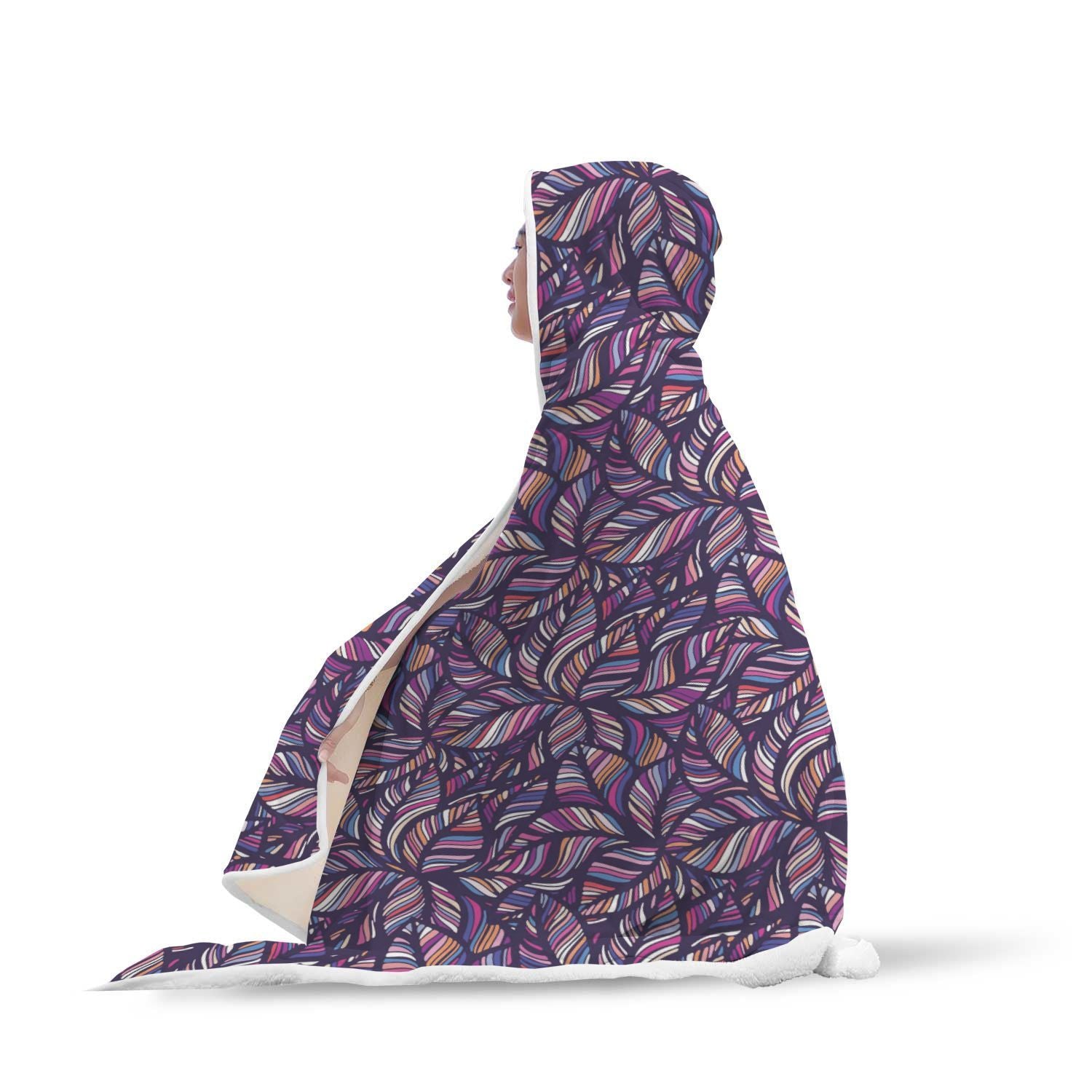 Neon Floral Tropical Hawaiian Palm Leaves Pattern Print Hooded Blanket-grizzshop